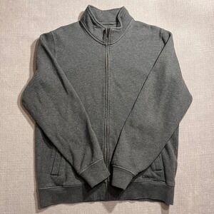 LL Bean Men's Gray Full Zip Mock Neck Sweatshirt Jacket Size Medium Regular